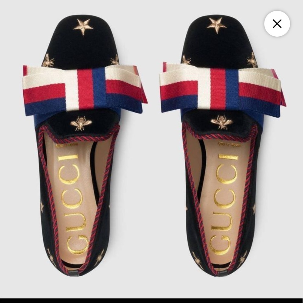 NEW Gucci Sylvie Bow Web velvet loafer